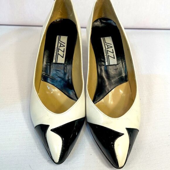 VINTAGE BLACK AND WHITE SPECTATOR PUMPS by JAZZ 3.5” HEELS SIZE 7.5 - Picture 1 of 5